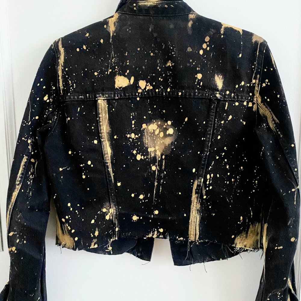 Cropped Black Denim Jacket - Picture 2 of 2